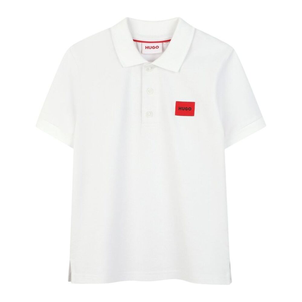 Hugo Childrens/Kids Ribbed Short-Sleeved Polo Shirt / White